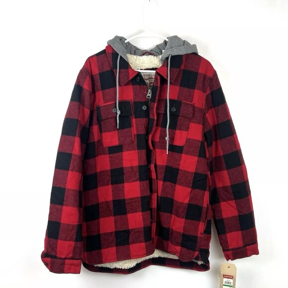 Levi’s Men’s Red Plaid Sherpa Lined Jacket Size L